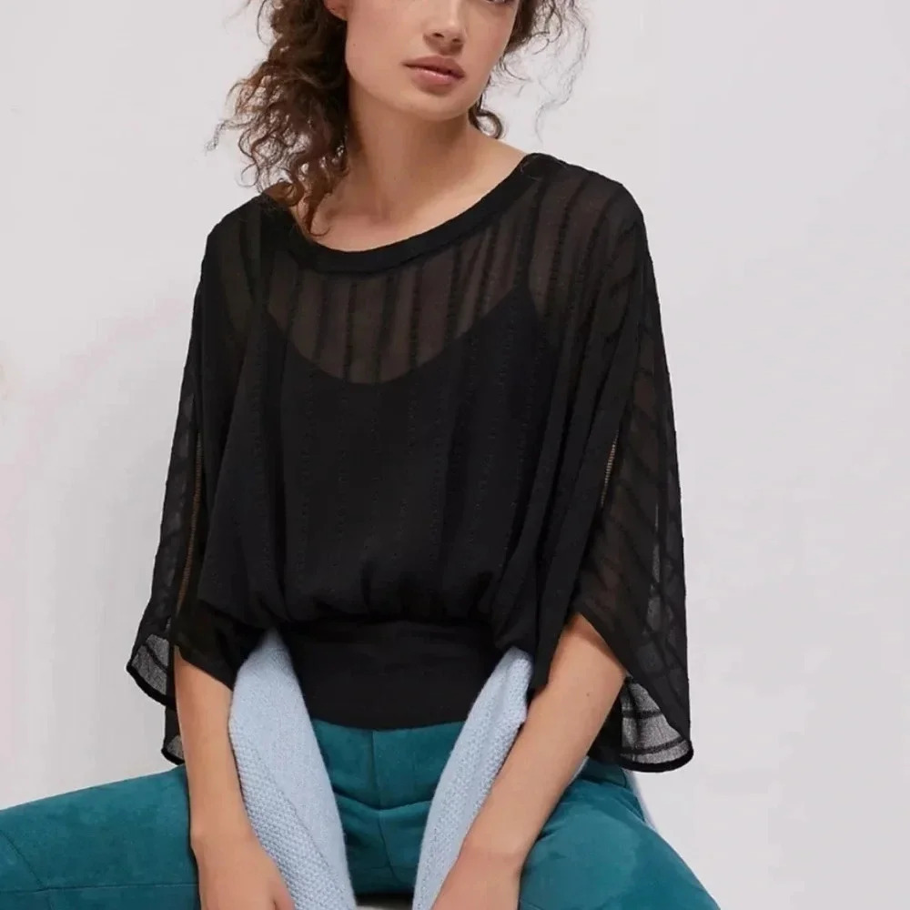 Anthropologie Maeve Camira Sheer Striped Top
